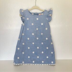 Kids Gymboree Girls Blue Denim Daisy Stitched Spring Dress size 3T